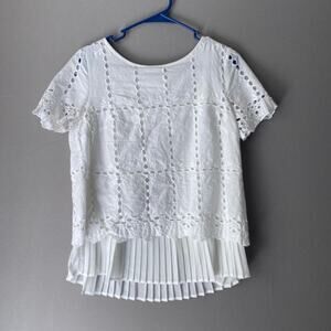 Adiva sz S‎ white crochet boho 100% cotton blouse